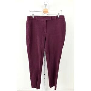 TALBOTS Size 14 High Waist Straight Pants Curvy Flat Front Stretch Wine Purple